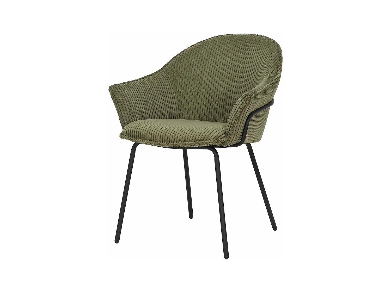 Chaise accoudoirs velours côtelé à grosses côtes kaki