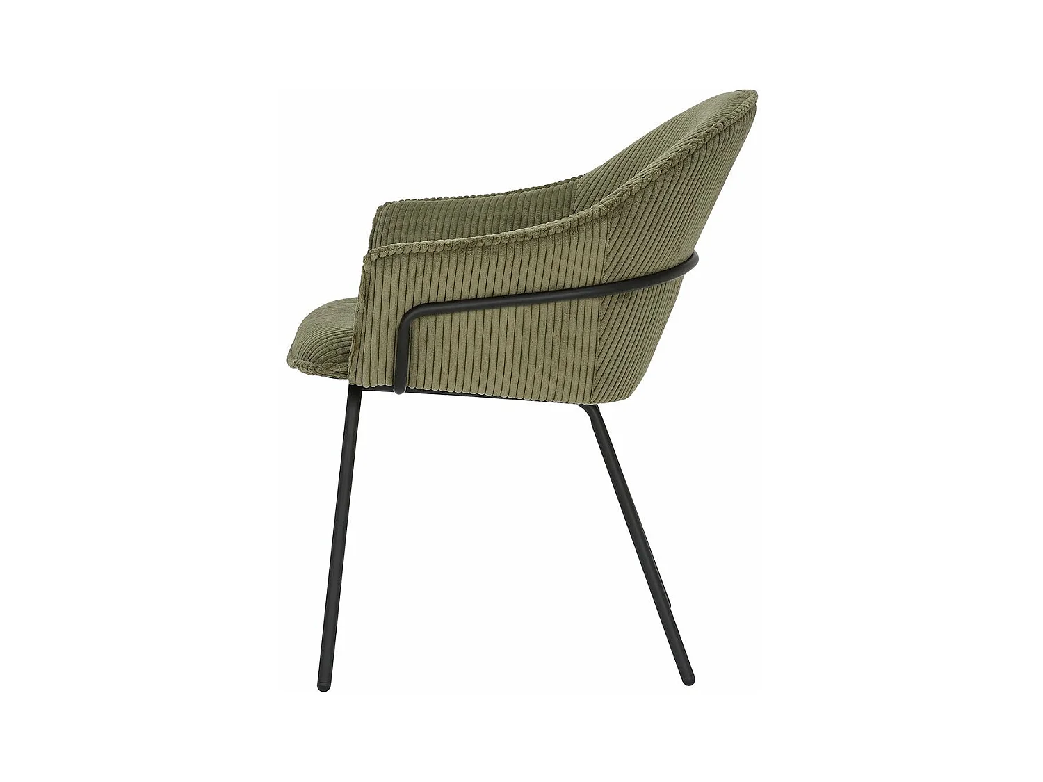 Chaise accoudoirs velours côtelé à grosses côtes kaki