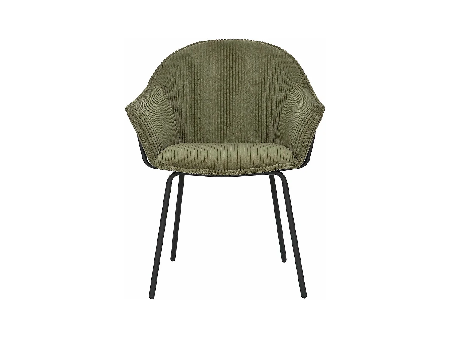 Chaise accoudoirs velours côtelé à grosses côtes kaki
