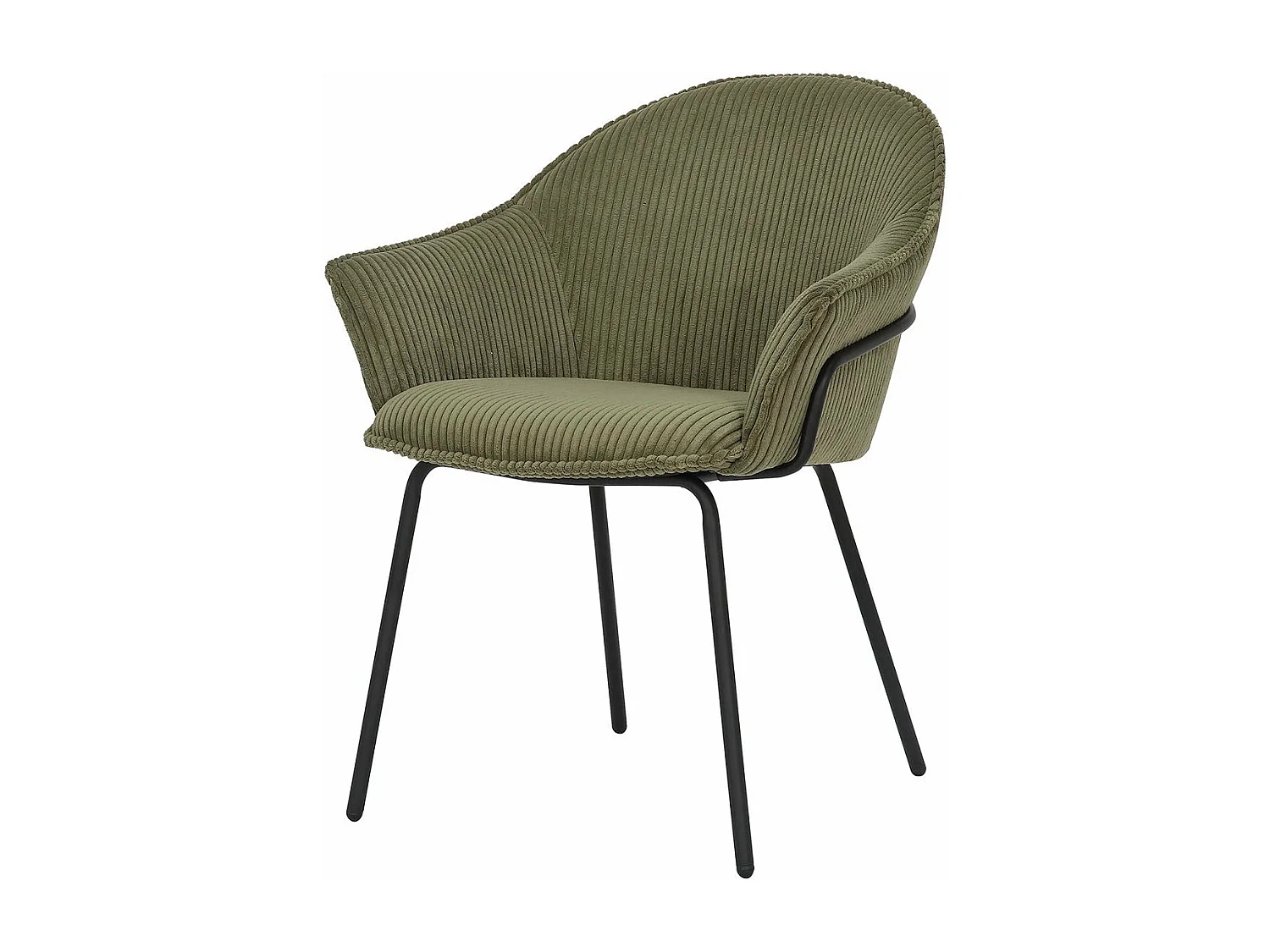 Chaise accoudoirs velours côtelé à grosses côtes kaki