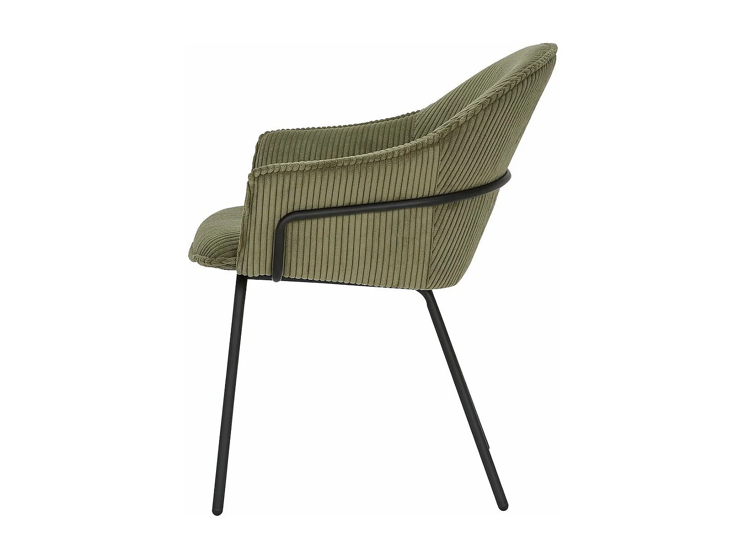 Chaise accoudoirs velours côtelé à grosses côtes kaki