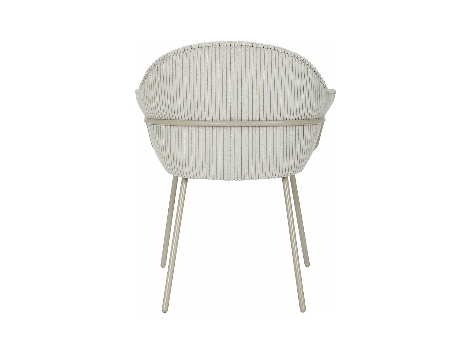 Chaise accoudoirs velours côtelé à grosses côtes gris clair