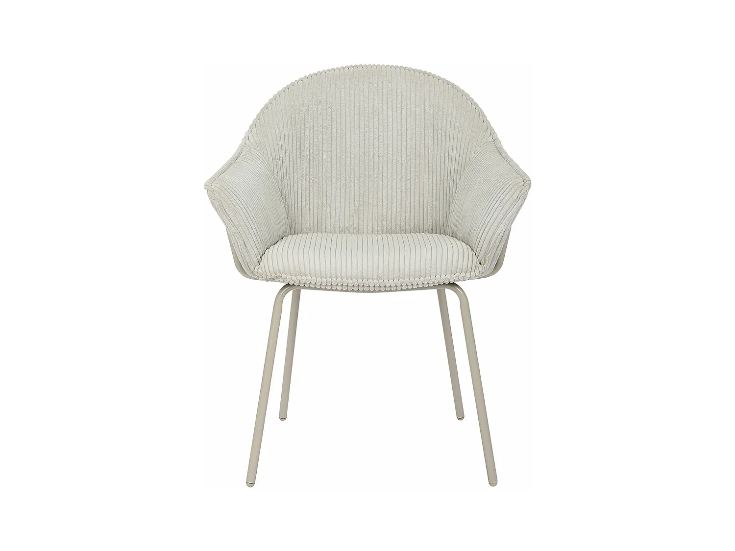 Chaise accoudoirs velours côtelé à grosses côtes gris clair