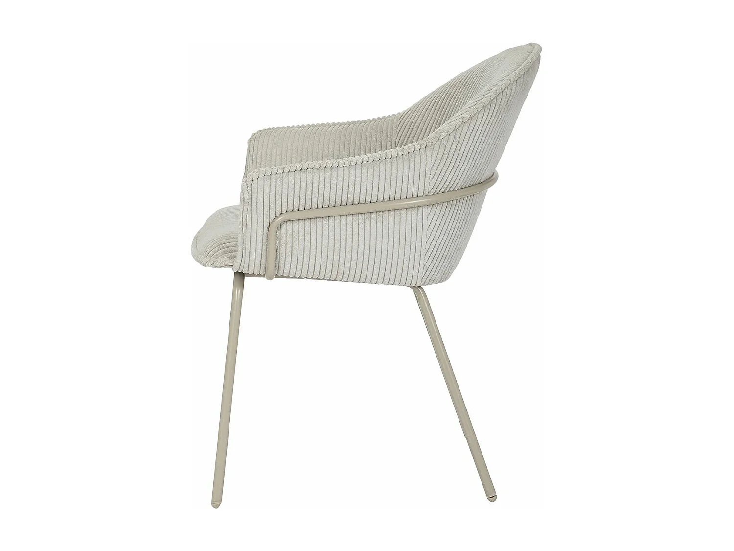 Chaise accoudoirs velours côtelé à grosses côtes gris clair