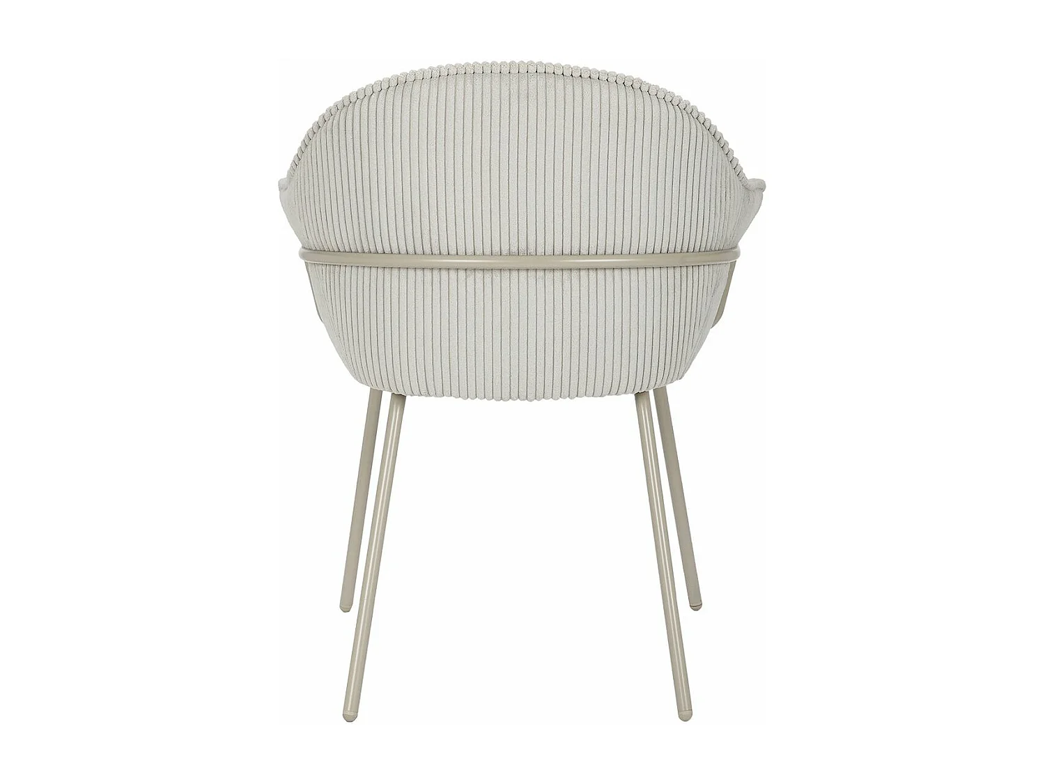 Chaise accoudoirs velours côtelé à grosses côtes gris clair