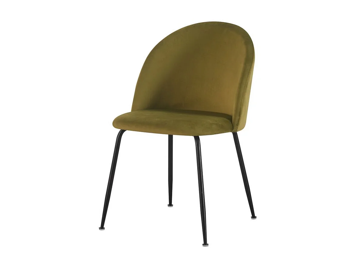 Chaise repas velours vert olive