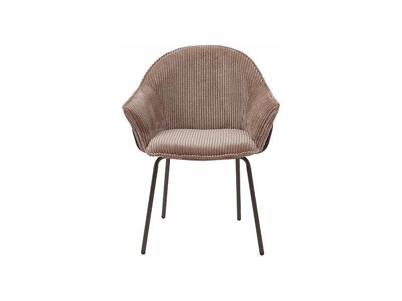 Chaise accoudoirs velours côtelé à grosses côtes marron