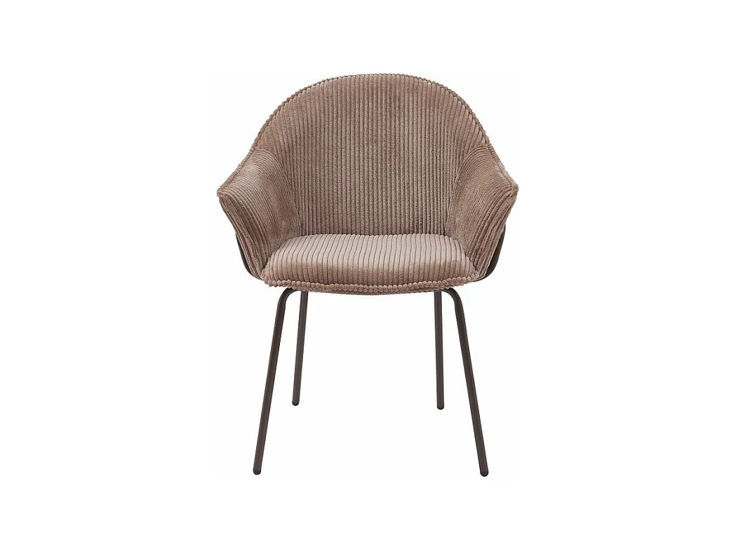 Chaise accoudoirs velours côtelé à grosses côtes marron