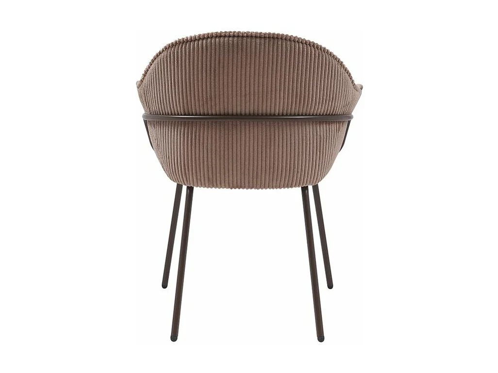 Chaise accoudoirs velours côtelé à grosses côtes marron