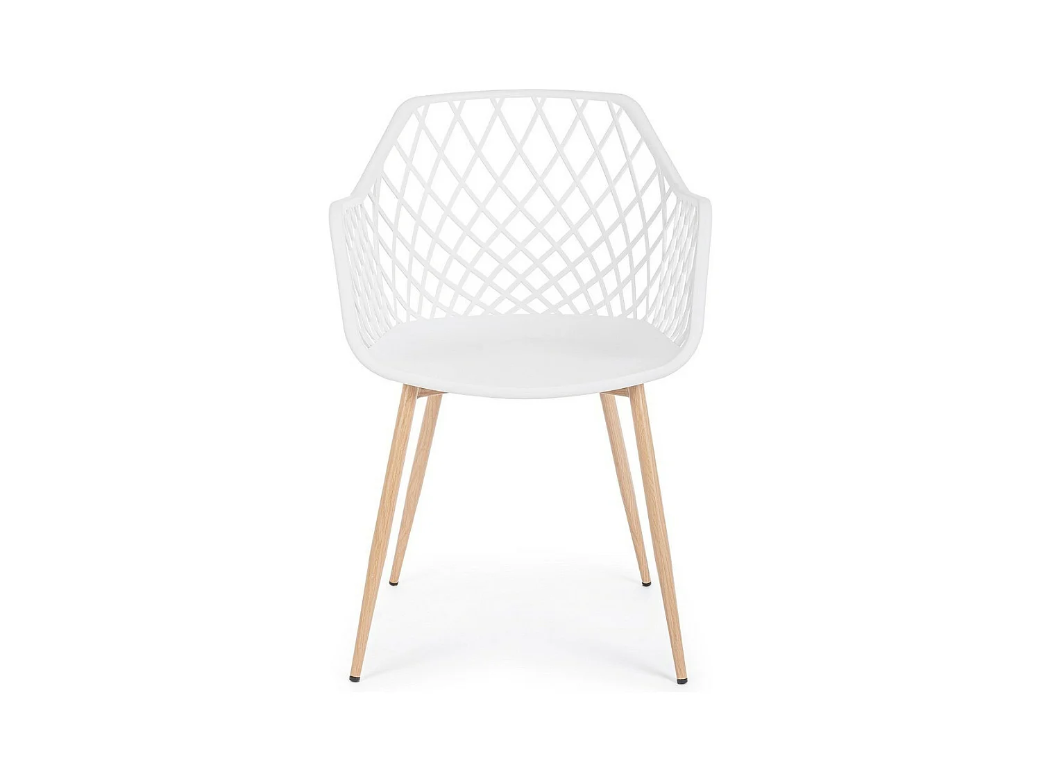 Lot de 4 chaises en polypropylène blanc avec pieds en métal - OPTIK