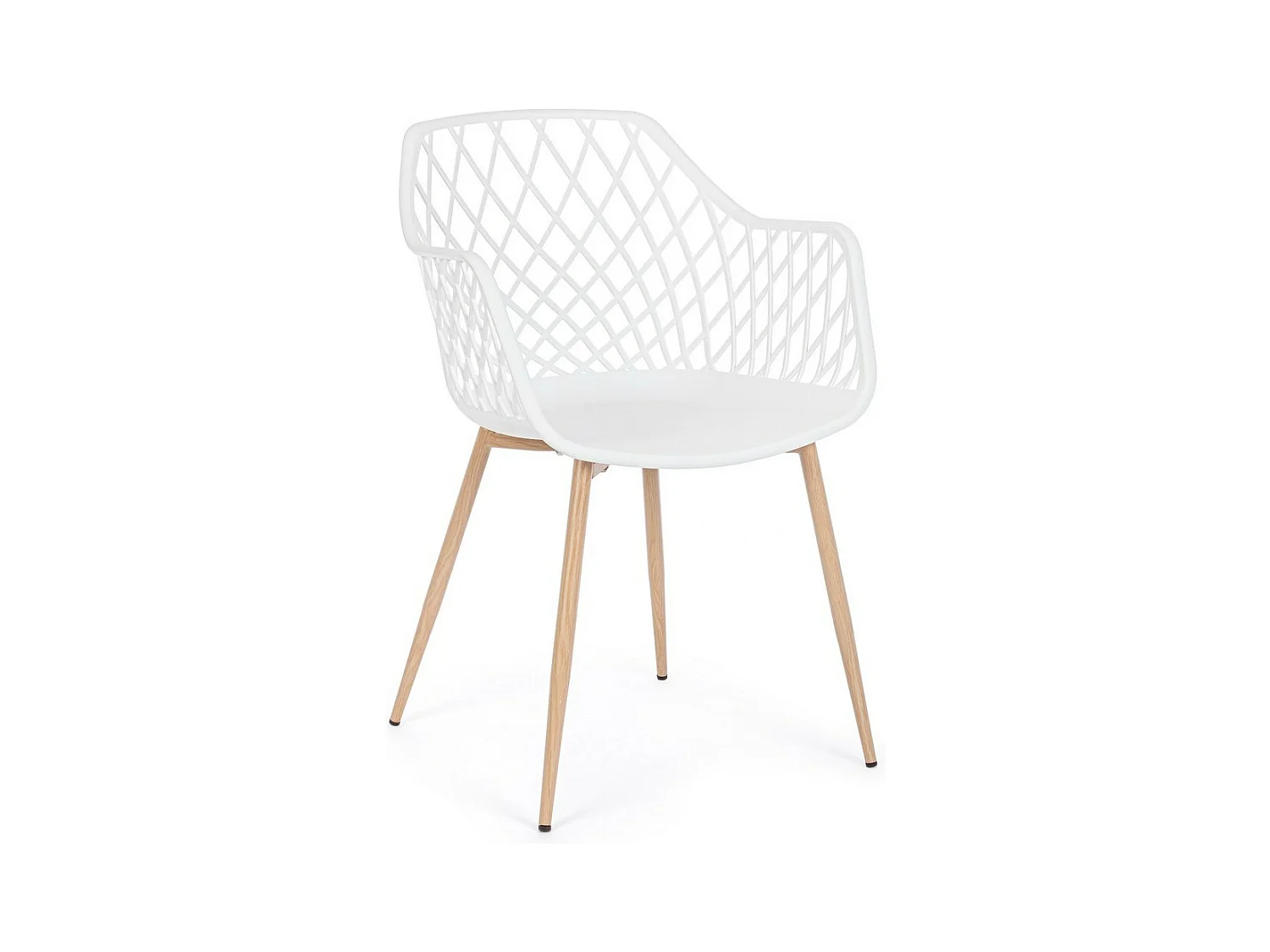 Lot de 4 chaises en polypropylène blanc avec pieds en métal - OPTIK