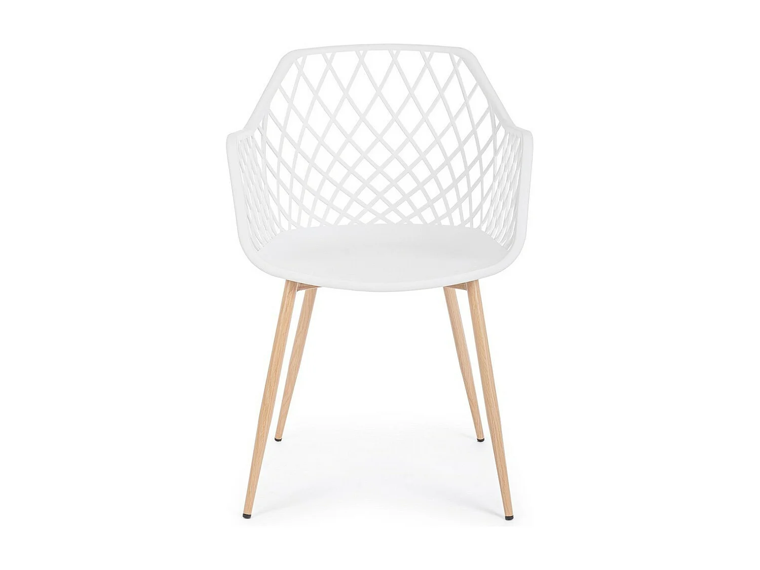 Lot de 4 chaises en polypropylène blanc avec pieds en métal - OPTIK