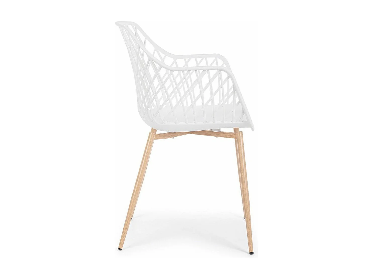 Lot de 4 chaises en polypropylène blanc avec pieds en métal - OPTIK