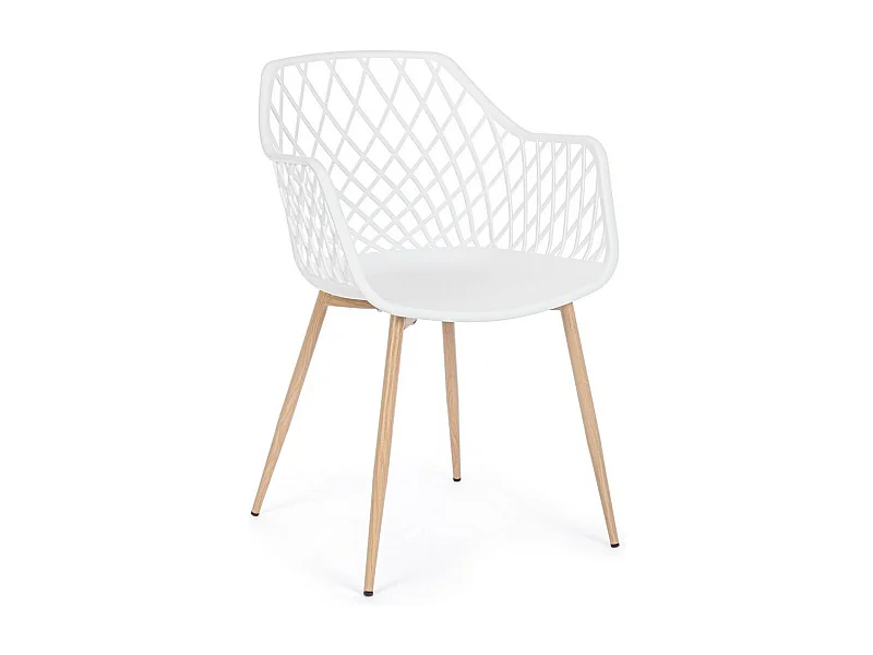 Lot de 4 chaises en polypropylène blanc avec pieds en métal - OPTIK