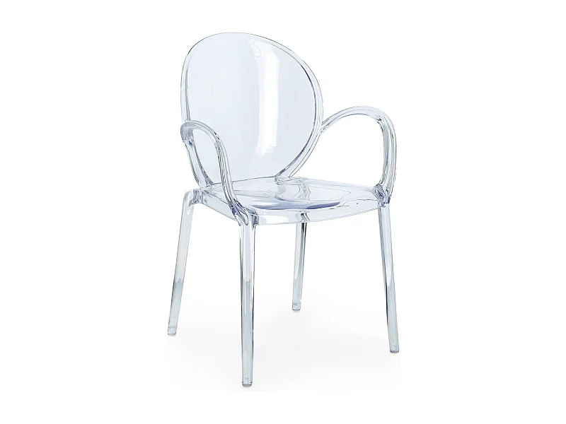 Set van 4 transparante stoelen van polycarbonaat, stapelbaar - CAMILLA