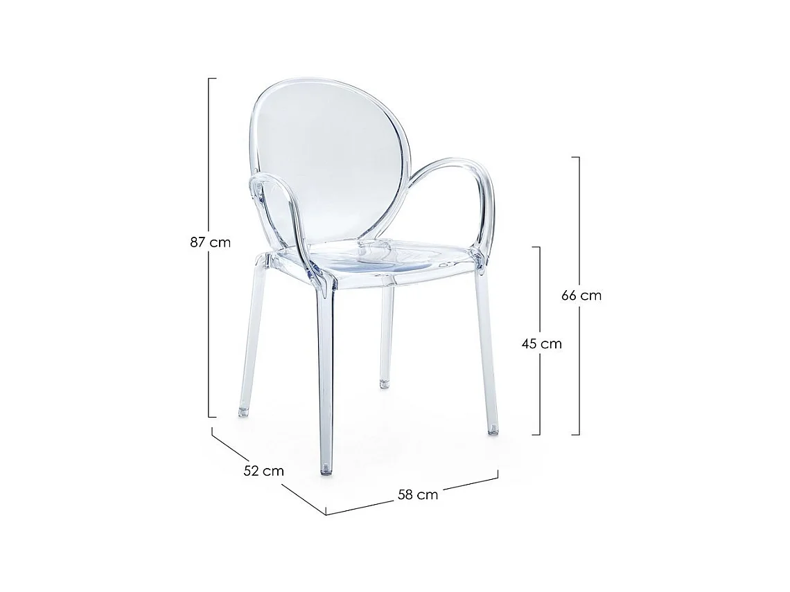 Lot de 4 chaises en polycarbonate transparent, empilables - CAMILLA