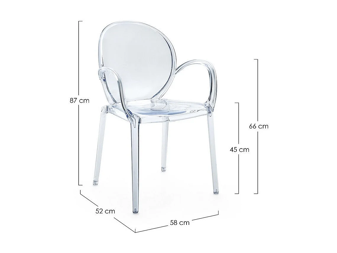 Satz von 4 Stühlen aus transparentem Polycarbonat, stapelbar - CAMILLA