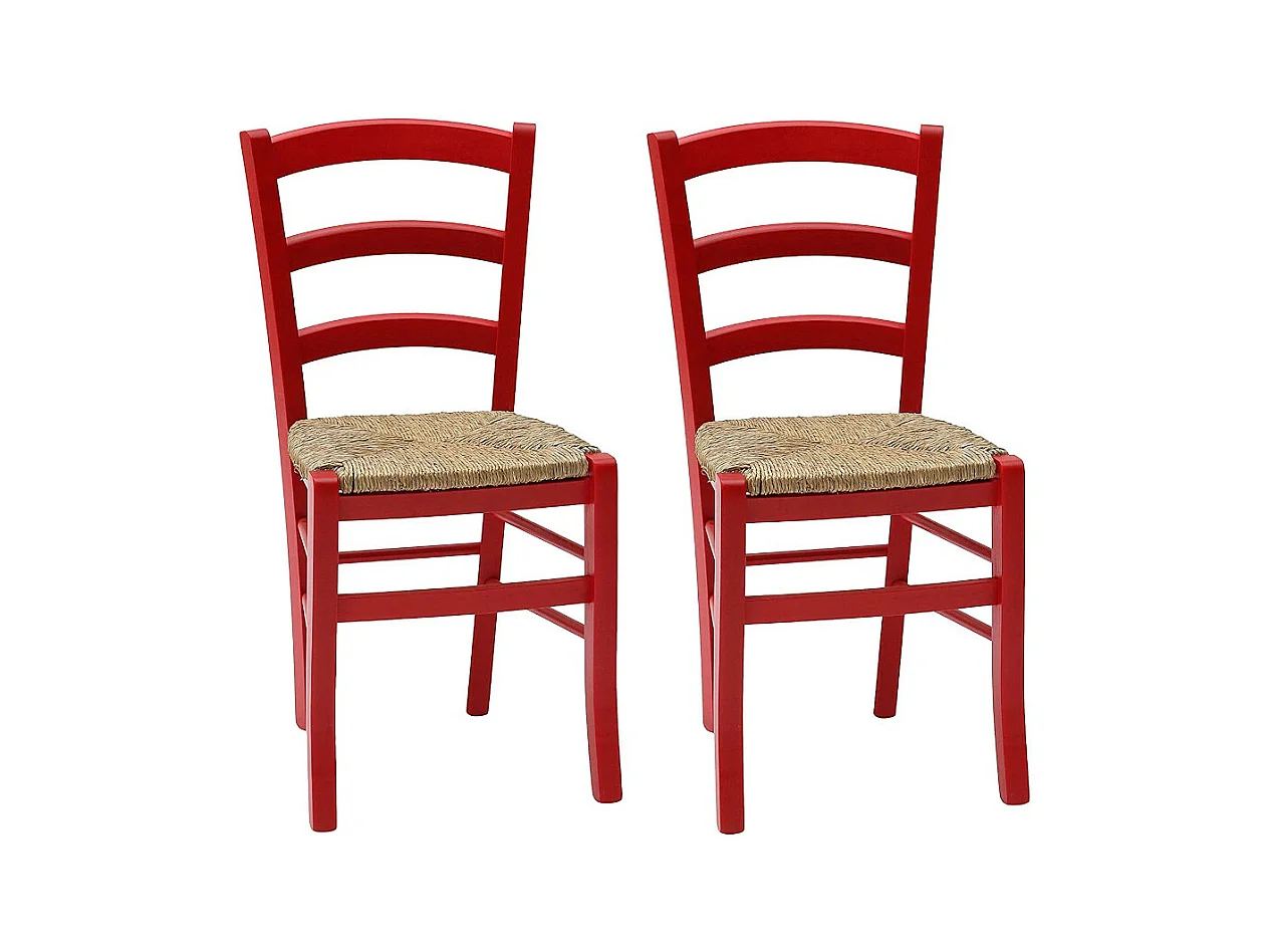Lot de 2 chaises rembourrées en bois rouge 43x42x88 cm - CENISIA