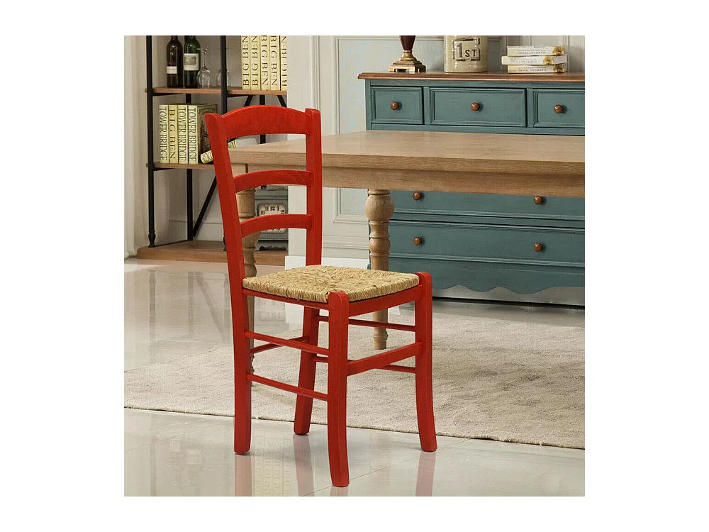 Lot de 2 chaises rembourrées en bois rouge 43x42x88 cm - CENISIA