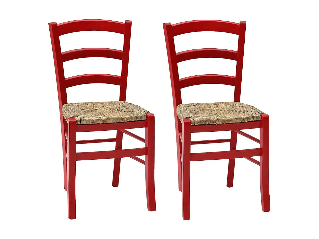 Lot de 2 chaises rembourrées en bois rouge 43x42x88 cm - CENISIA