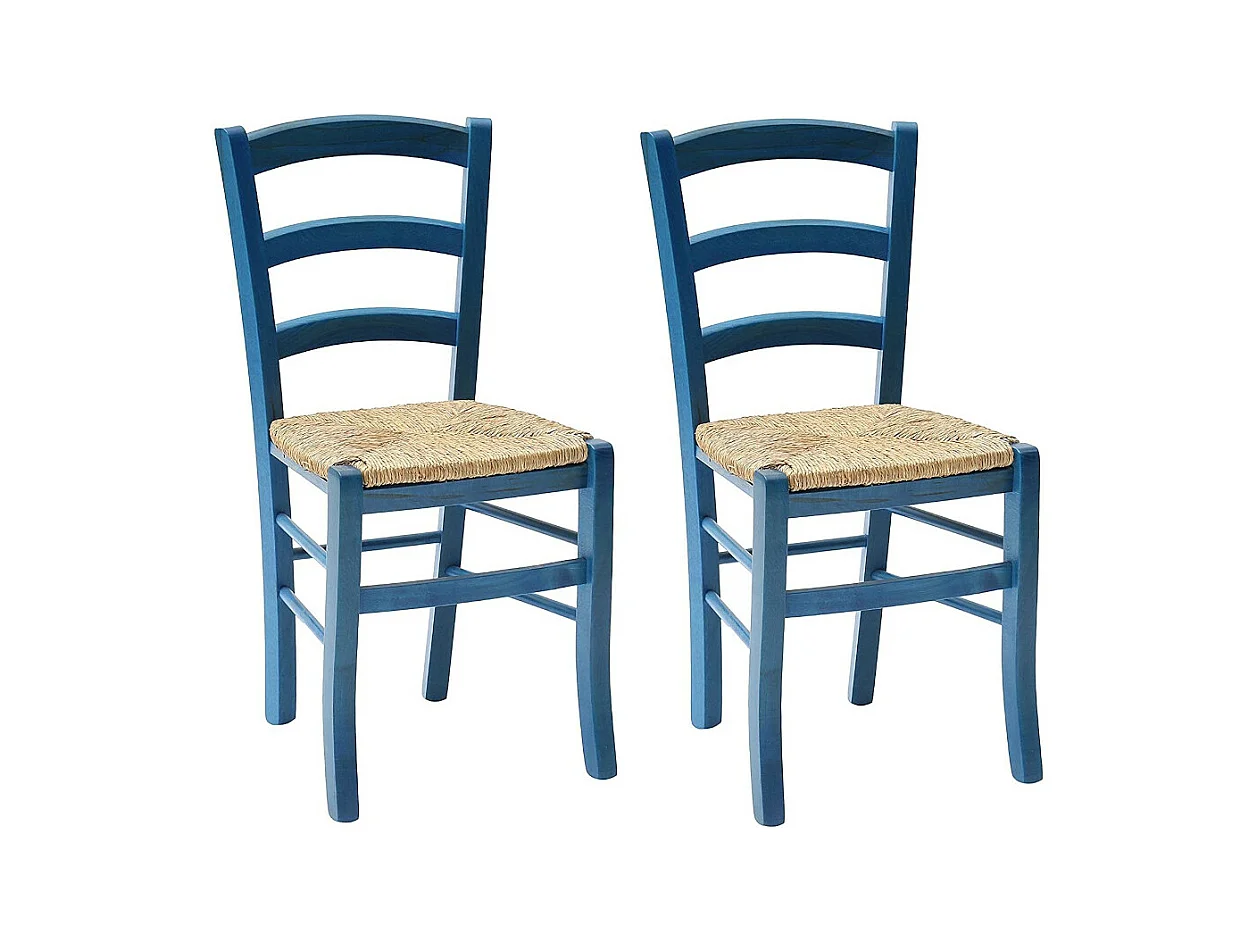 Lot de 2 chaises rembourrées en bois bleu 43x42x88 cm - CENISIA