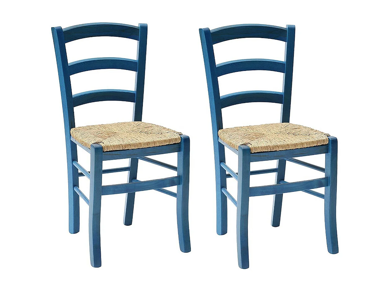 Lot de 2 chaises rembourrées en bois bleu 43x42x88 cm - CENISIA