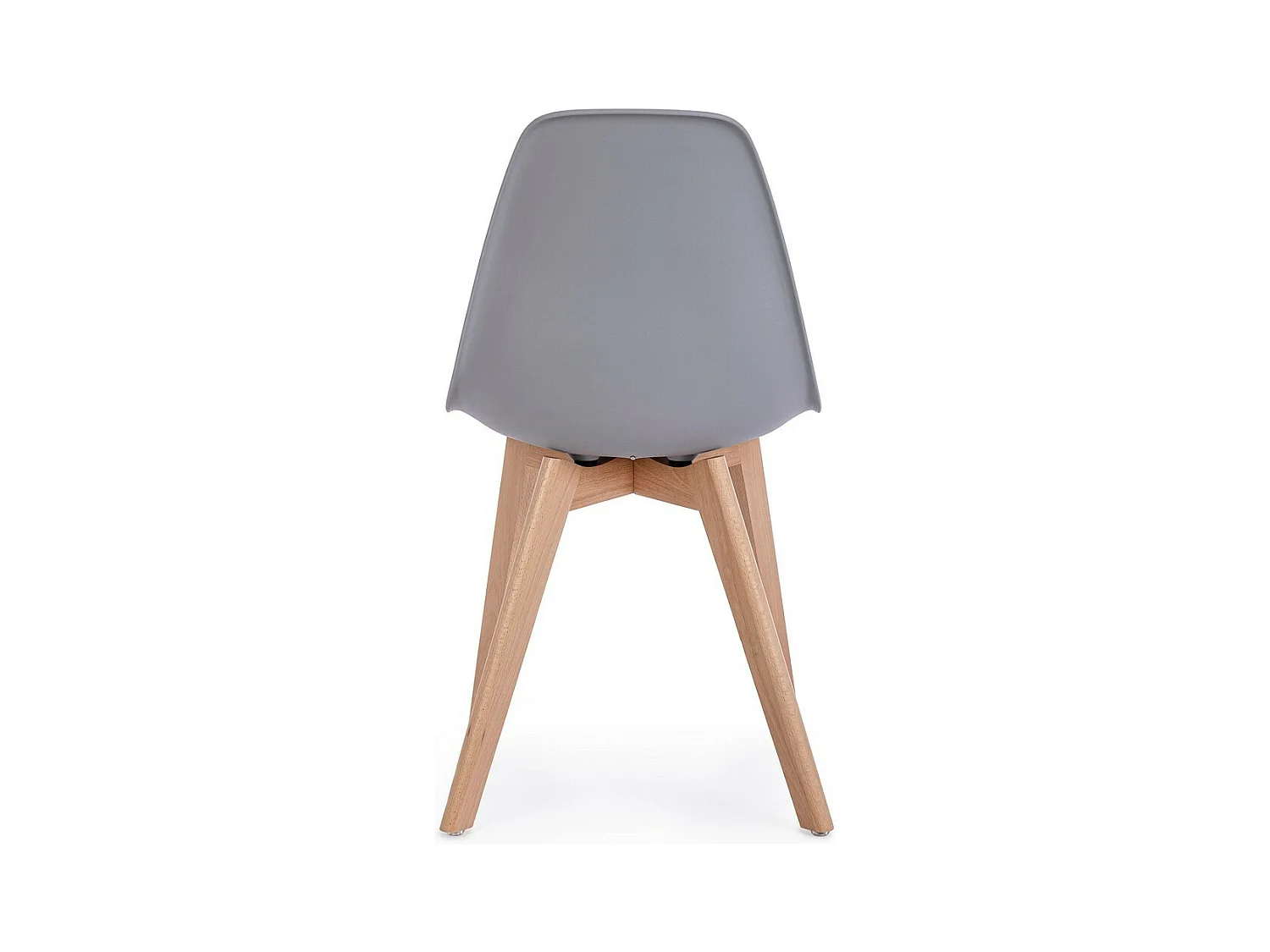 Lot de 4 chaises en polypropylène gris avec pieds en bois - SYSTEM