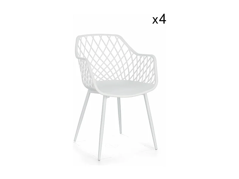 Lot de 4 chaises en polypropylène blanc et acier - OPTIK