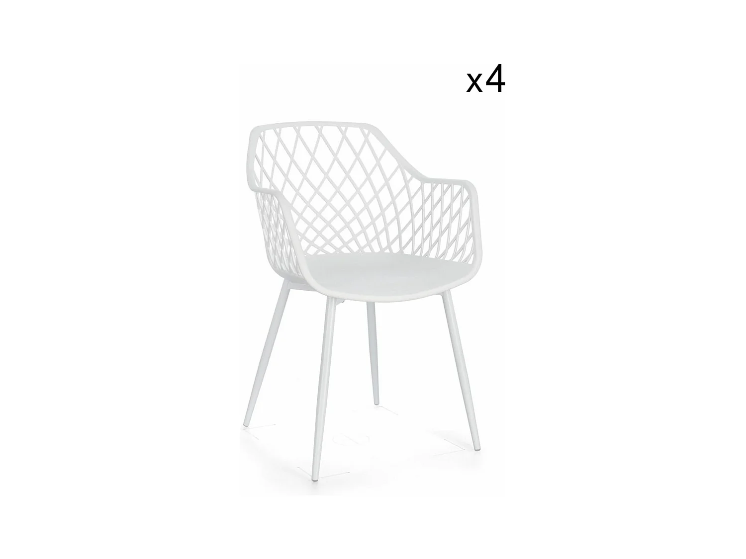 Lot de 4 chaises en polypropylène blanc et acier - OPTIK