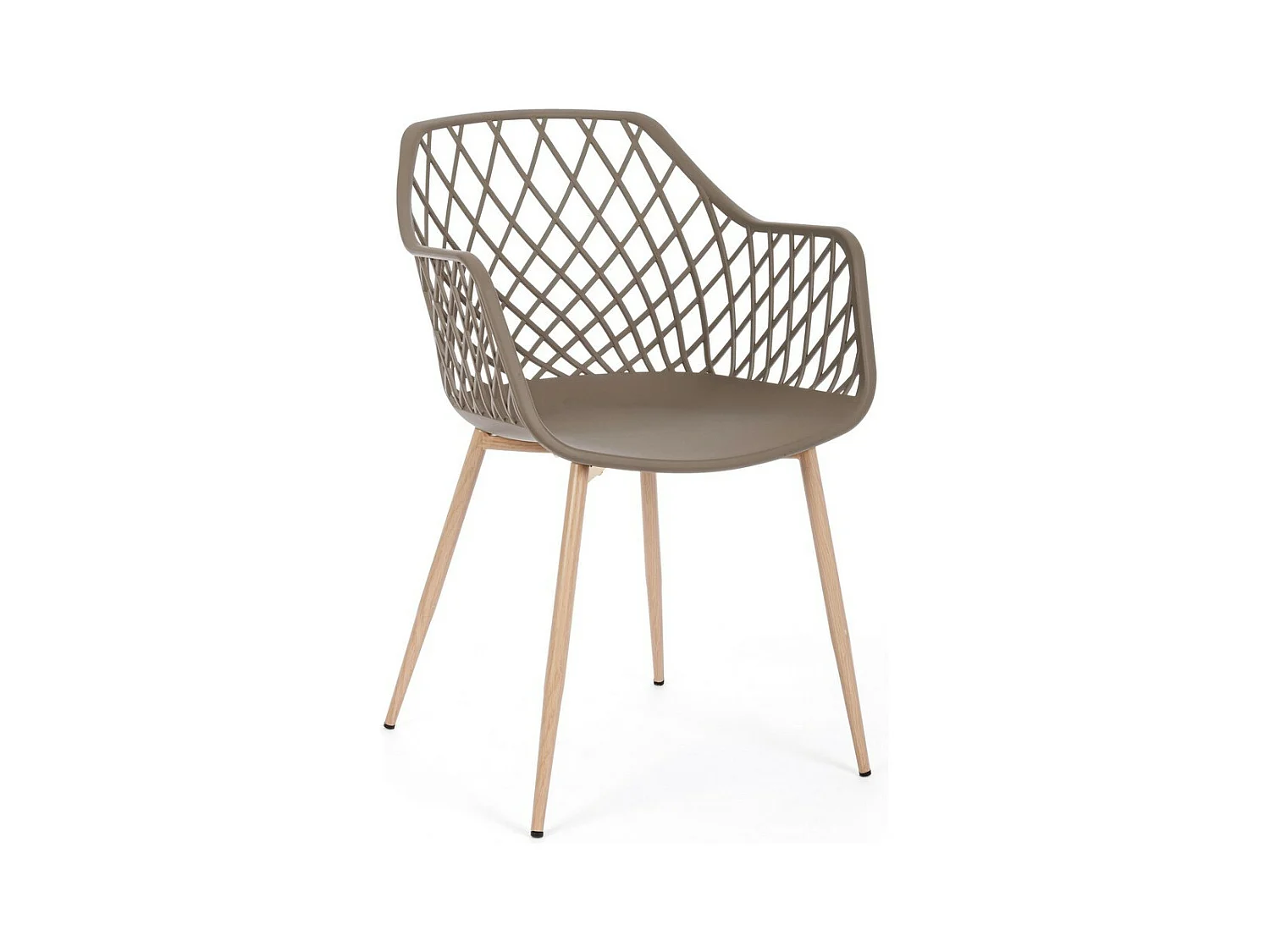 Lot de 4 chaises en polypropylène gris tourterelle avec pieds en métal - OPTIK