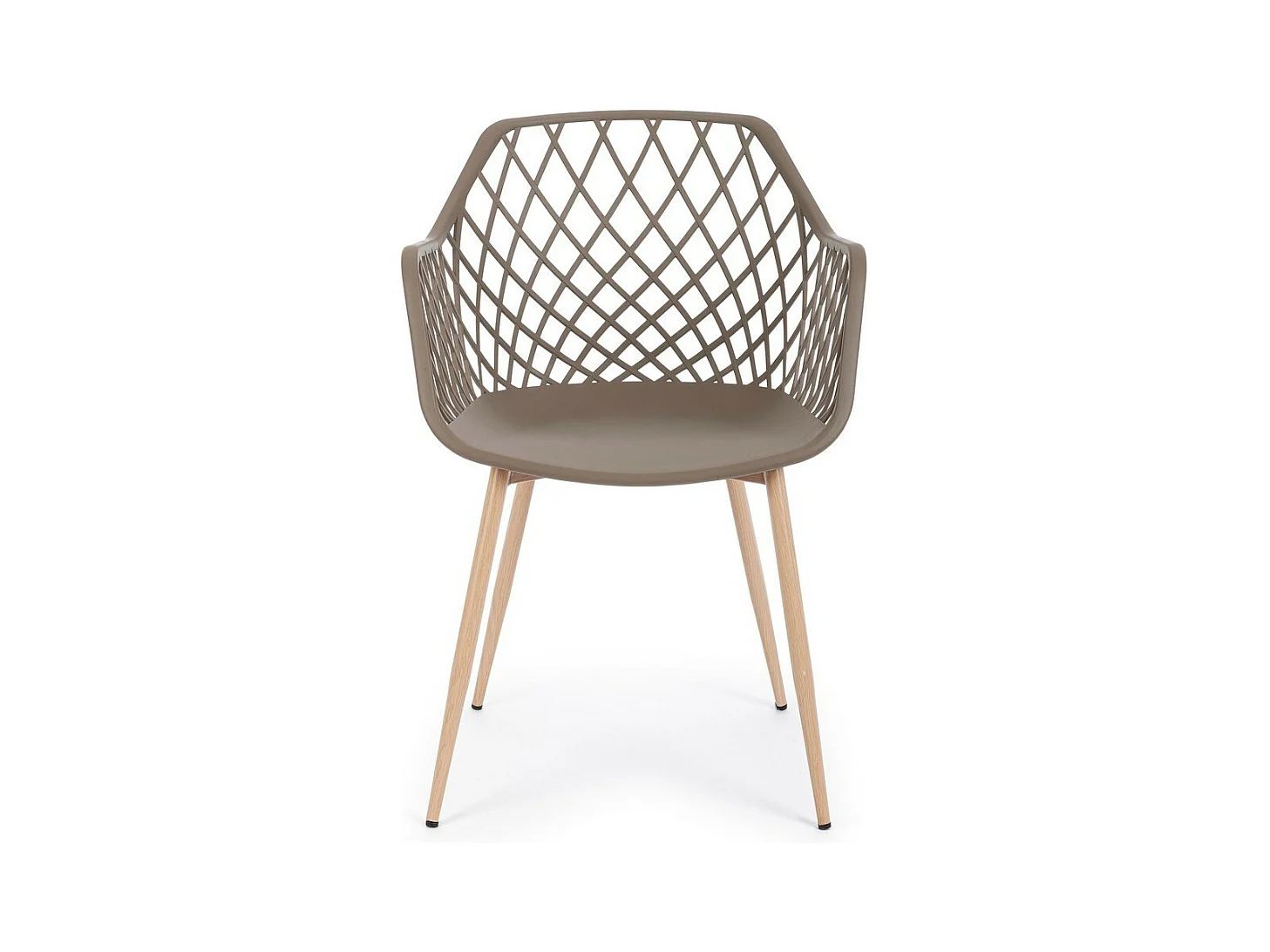 Lot de 4 chaises en polypropylène gris tourterelle avec pieds en métal - OPTIK