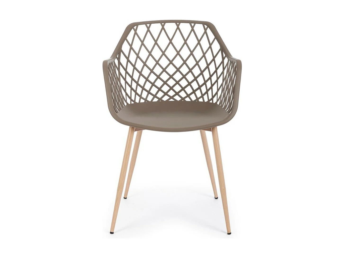 Lot de 4 chaises en polypropylène gris tourterelle avec pieds en métal - OPTIK