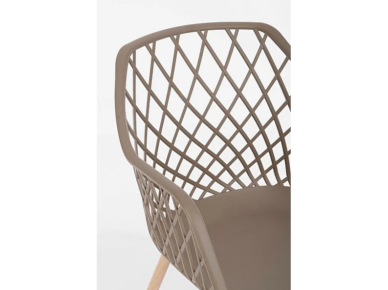 Lot de 4 chaises en polypropylène gris tourterelle avec pieds en métal - OPTIK