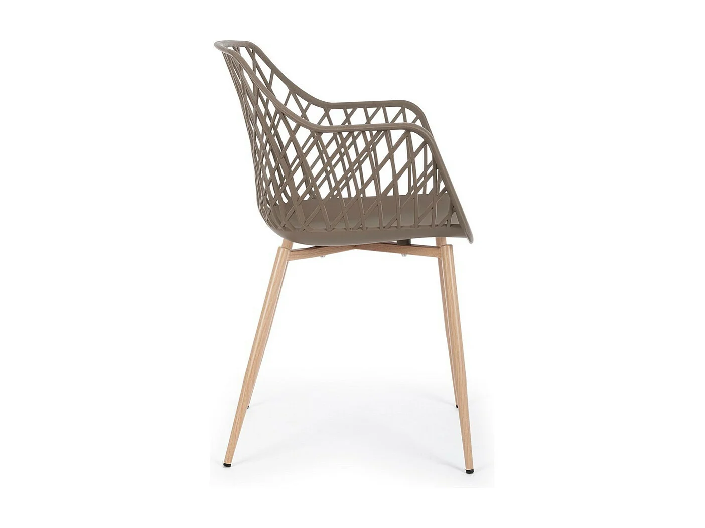 Lot de 4 chaises en polypropylène gris tourterelle avec pieds en métal - OPTIK