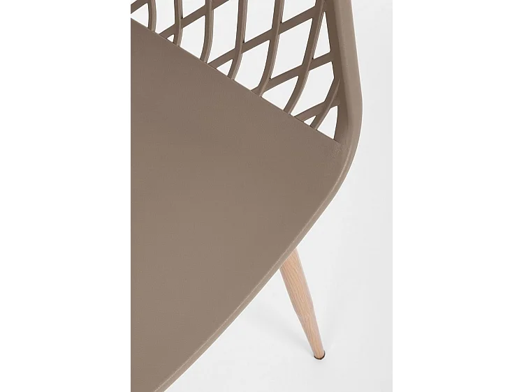 Lot de 4 chaises en polypropylène gris tourterelle avec pieds en métal - OPTIK