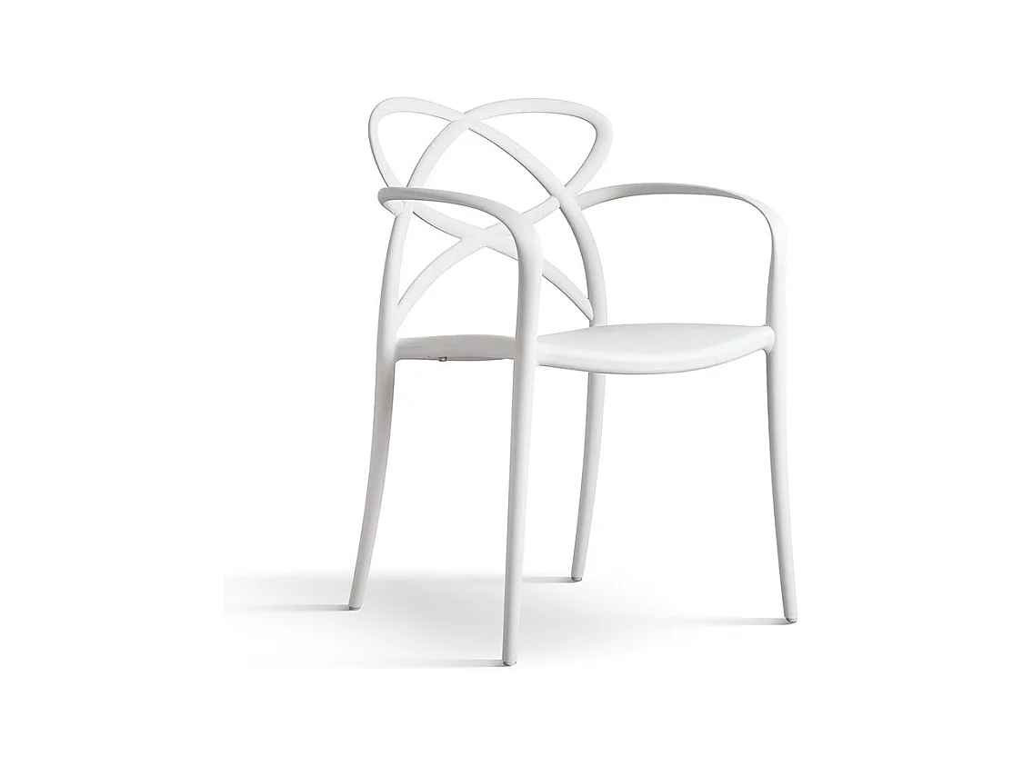 Lote de 4 sillones de polipropileno blanco - LONG ISLAND