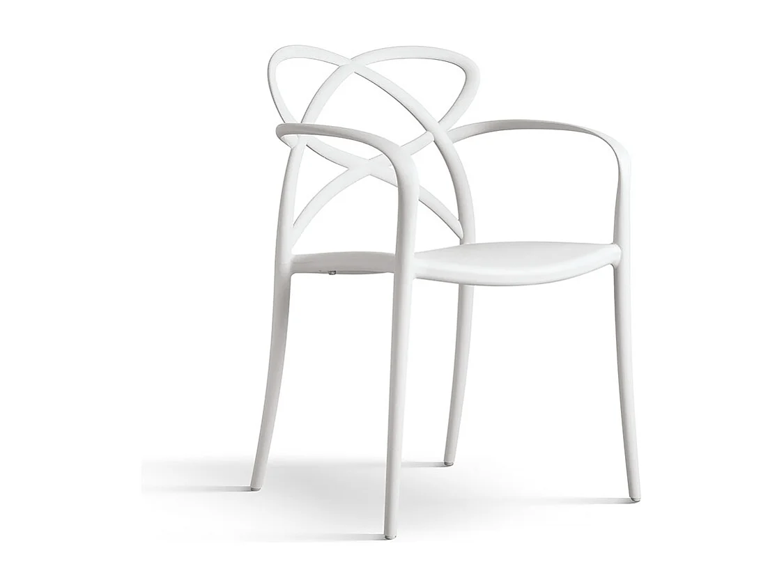 Lot de 4 fauteuils en polypropylène blanc - LONG ISLAND