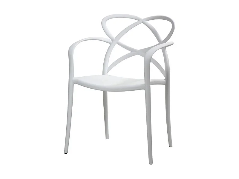 Lot de 4 fauteuils en polypropylène blanc - LONG ISLAND