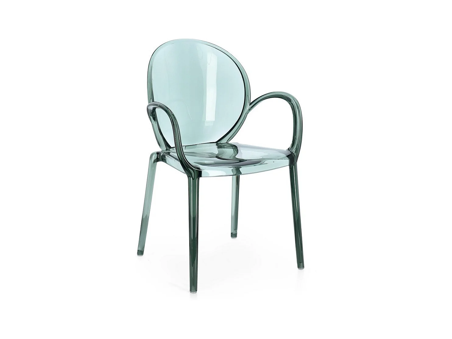 Lot de 4 chaises transparentes en polycarbonate vert menthe, empilables - CAMILLA