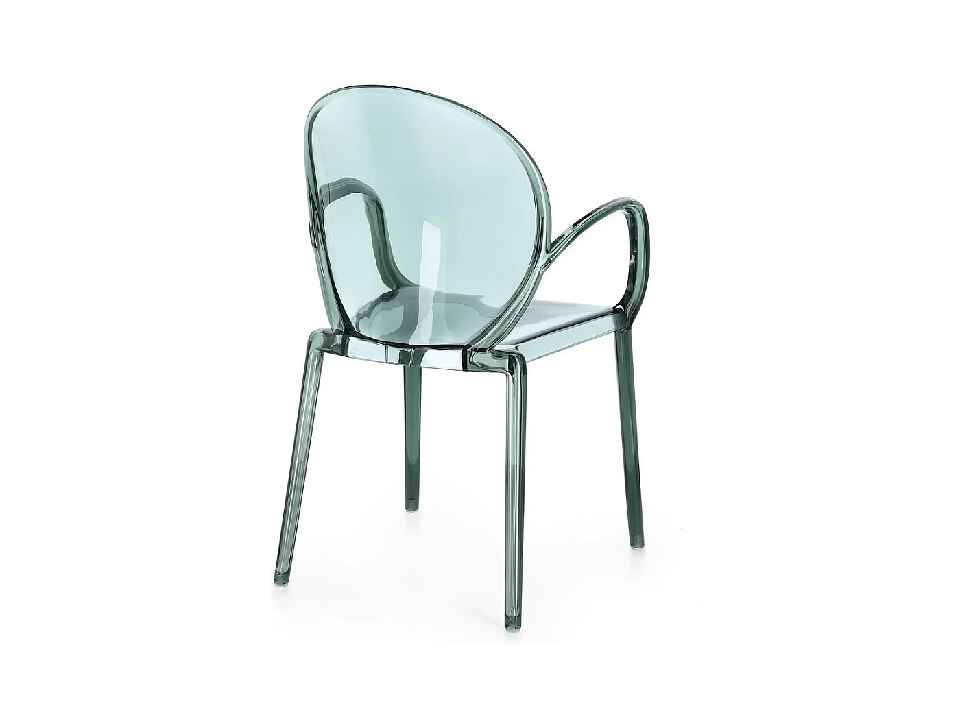 Lot de 4 chaises transparentes en polycarbonate vert menthe, empilables - CAMILLA