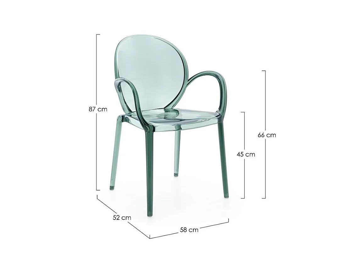 Lot de 4 chaises transparentes en polycarbonate vert menthe, empilables - CAMILLA