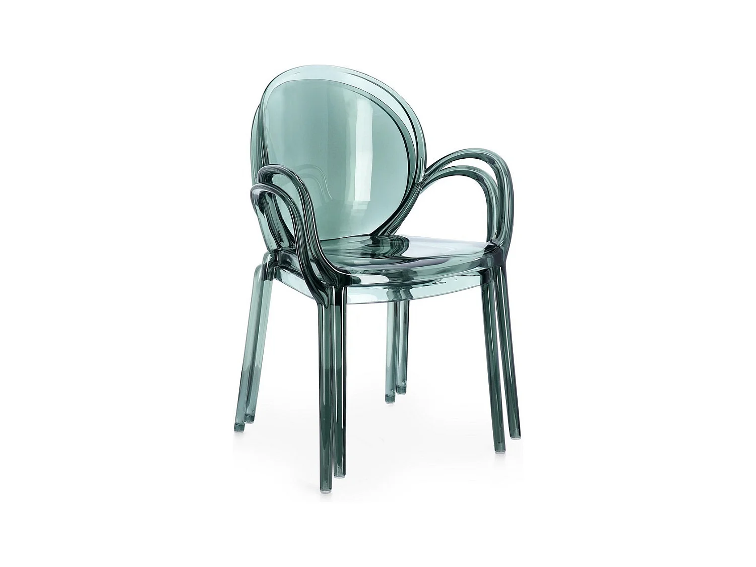 Lot de 4 chaises transparentes en polycarbonate vert menthe, empilables - CAMILLA