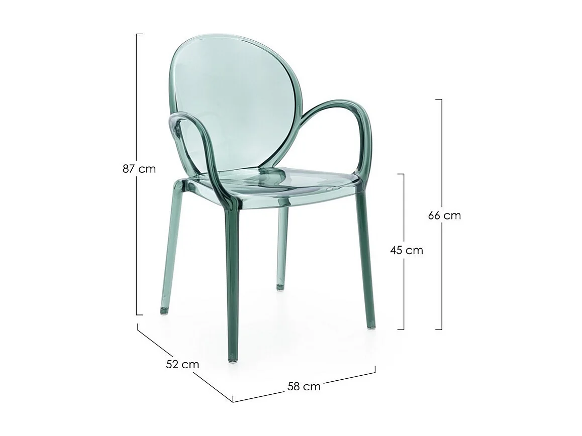 Lot de 4 chaises transparentes en polycarbonate vert menthe, empilables - CAMILLA