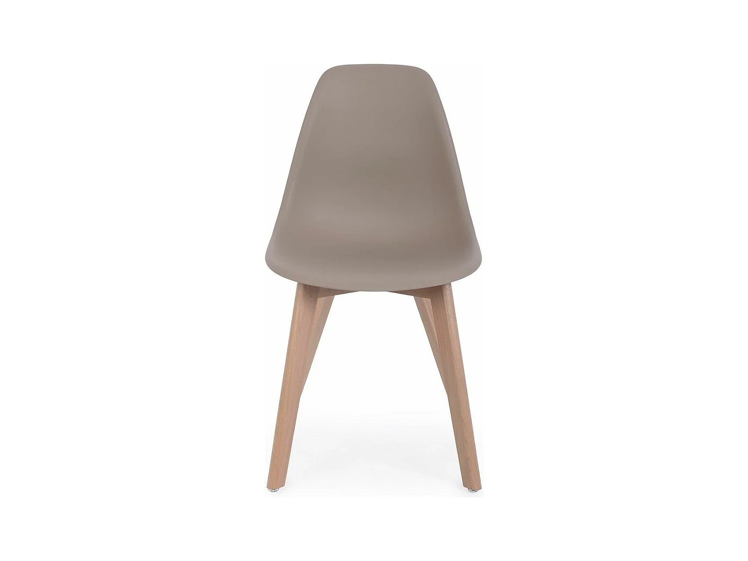 Set di 4 sedie tortora in polipropilene e gambe in legno - SYSTEM