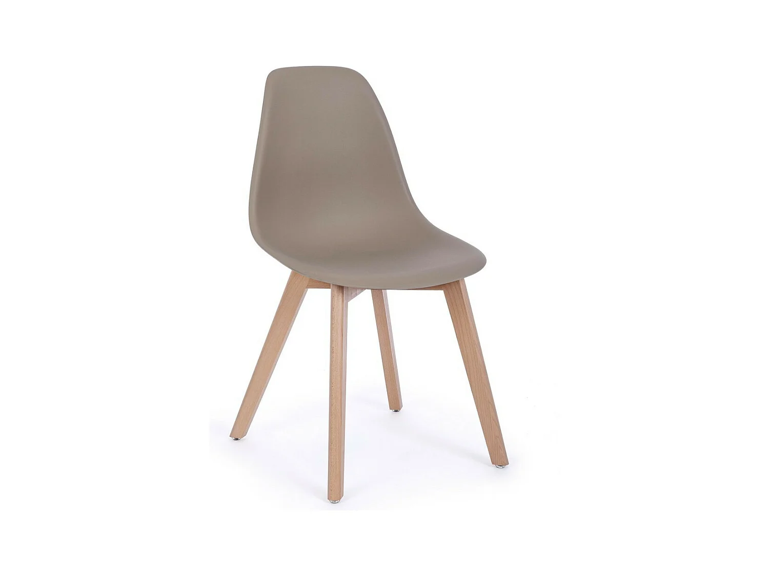 Lot de 4 chaises en polypropylène gris tourterelle avec pieds en bois - SYSTEM