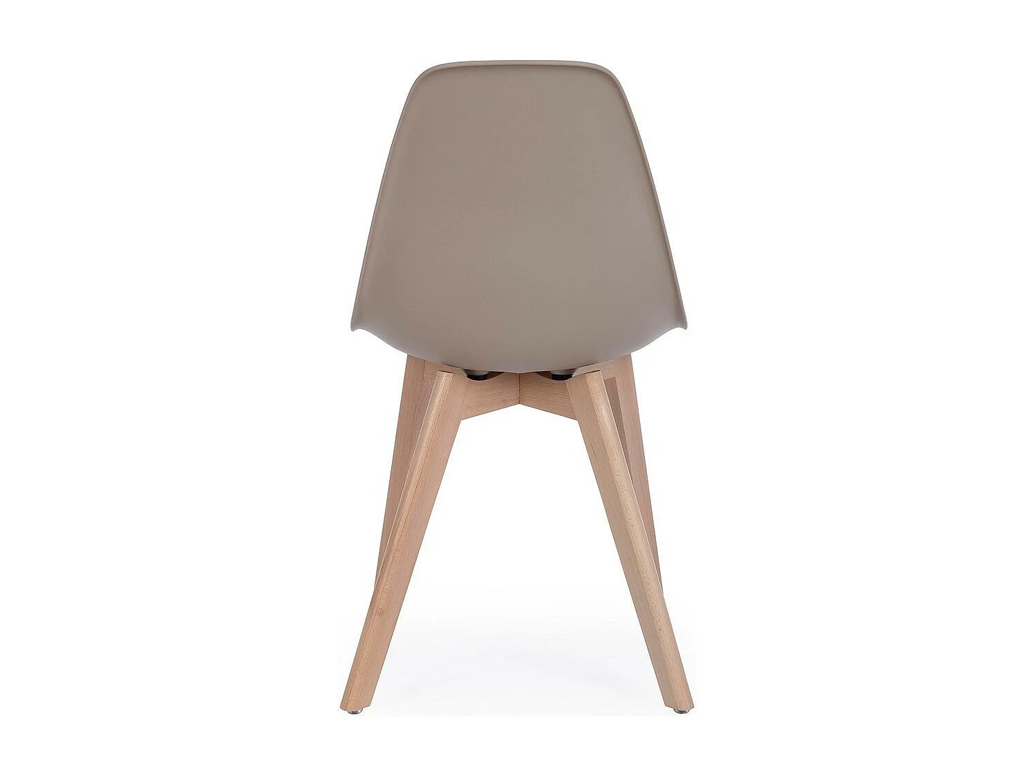 Set di 4 sedie tortora in polipropilene e gambe in legno - SYSTEM