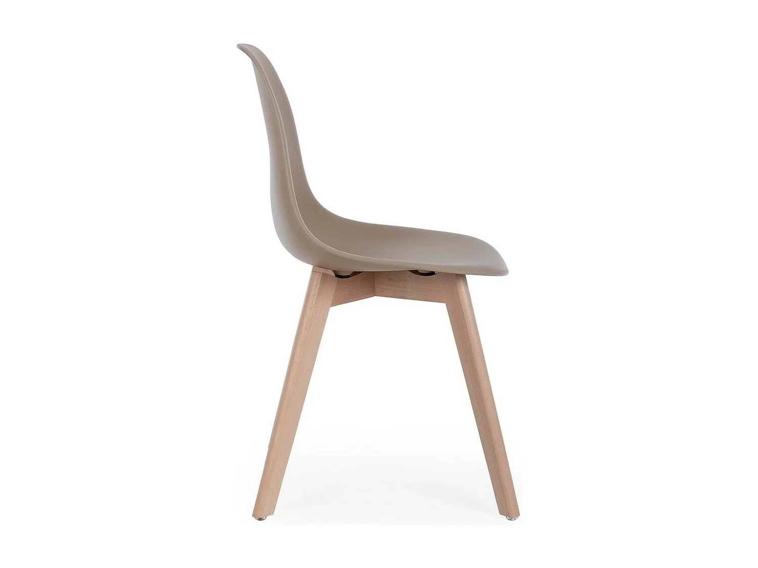 Set di 4 sedie tortora in polipropilene e gambe in legno - SYSTEM