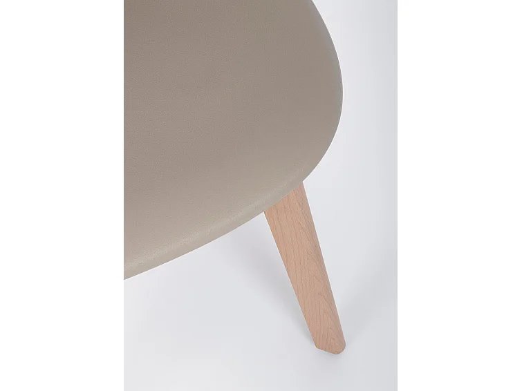 Set di 4 sedie tortora in polipropilene e gambe in legno - SYSTEM