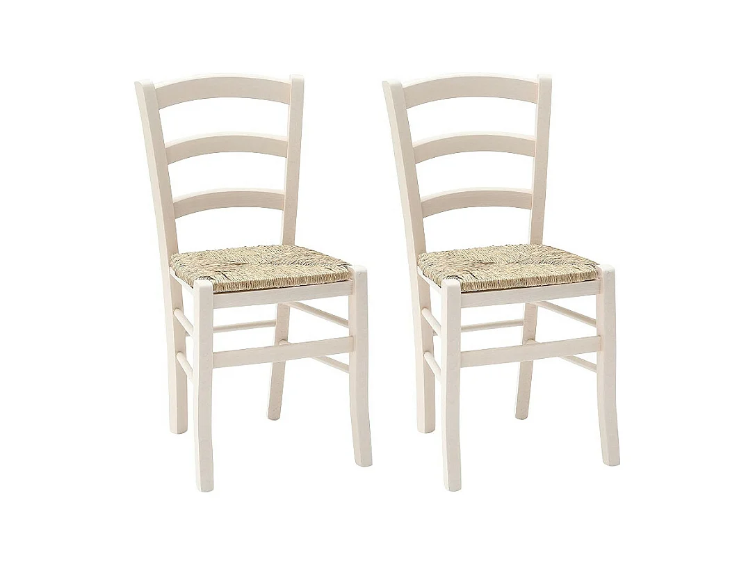 Lot de 2 chaises rembourrées en bois blanc 43x42x88 cm - CENISIA