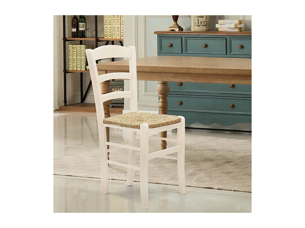 Lot de 2 chaises rembourrées en bois blanc 43x42x88 cm - CENISIA